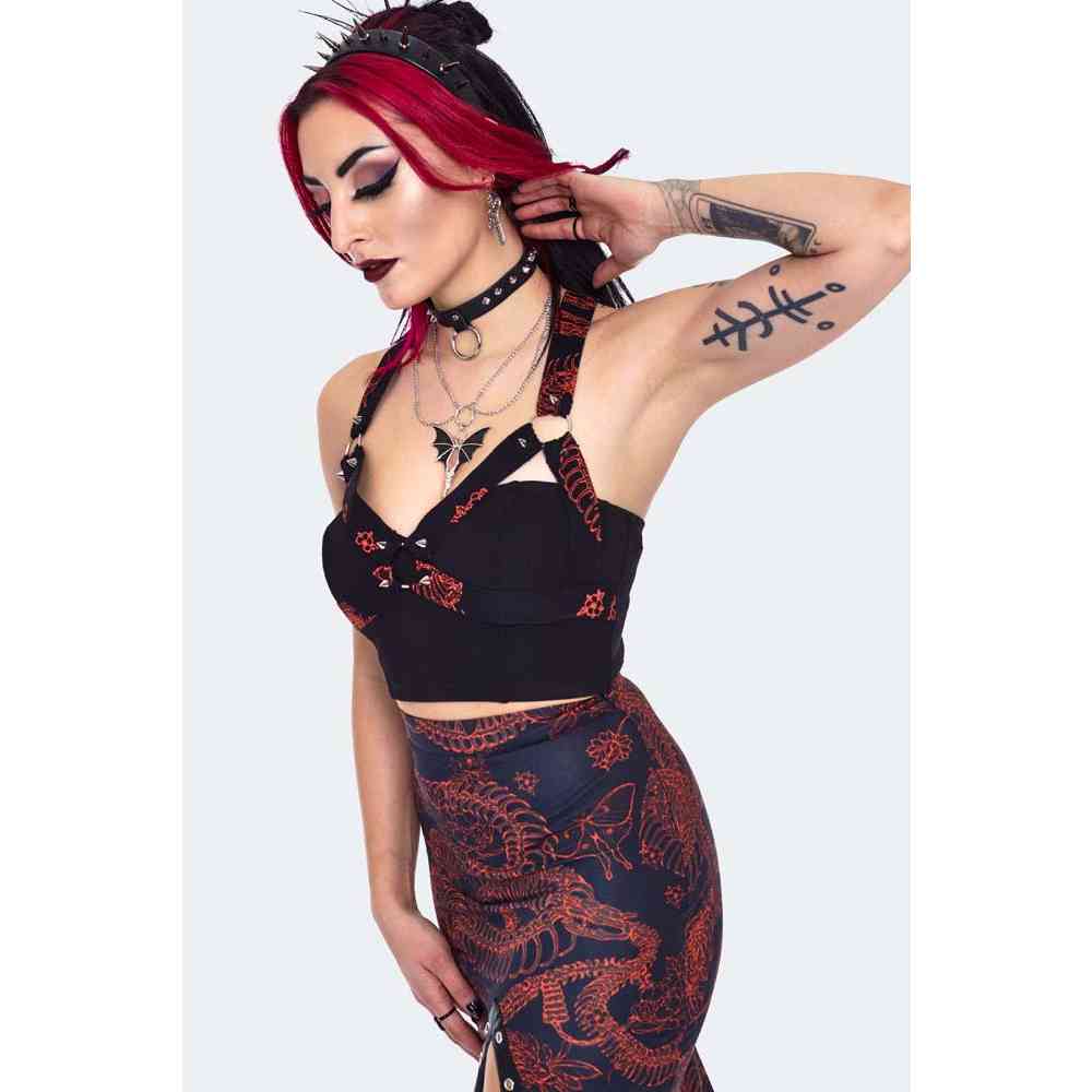 Jawbreaker - Snake Skeleton Crop top - Schwarz